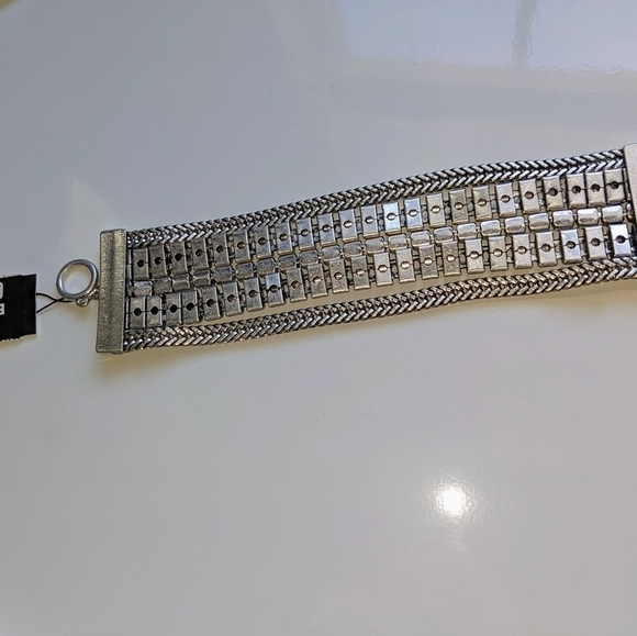 Express Silver and Rhinestone Dainty Grunge Bracelet - Picture 2 of 5